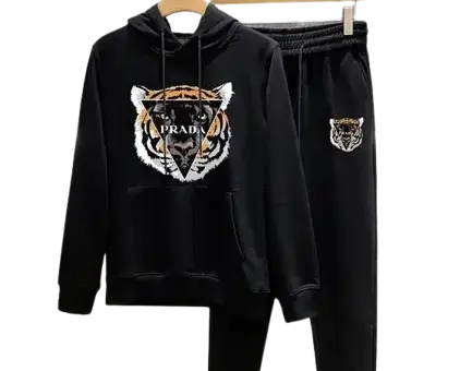 Prada Tiger Print Tracksuit Black