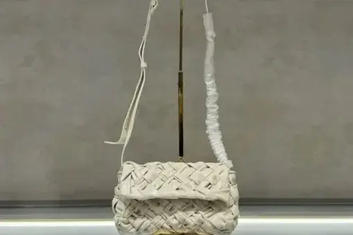 Bottega Veneta Kalimero Città Intreccio Shoulder Bag Lite Brown