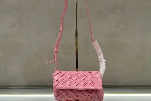 Bottega Veneta Kalimero Città Intreccio Shoulder Bag Pink