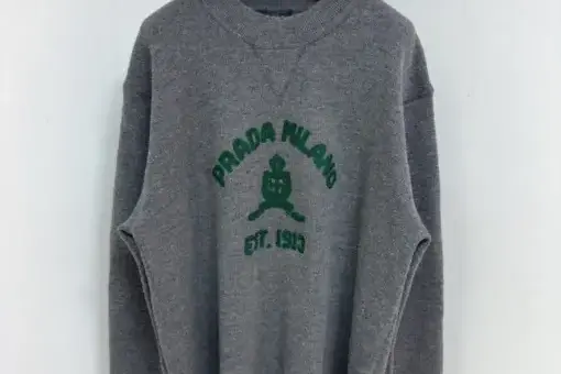 Prada Wool & Cashmere Crew-Neck Sweater Charcoal Grey
