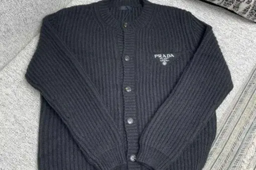 Prada Cashgora Cardigan Natural Grey