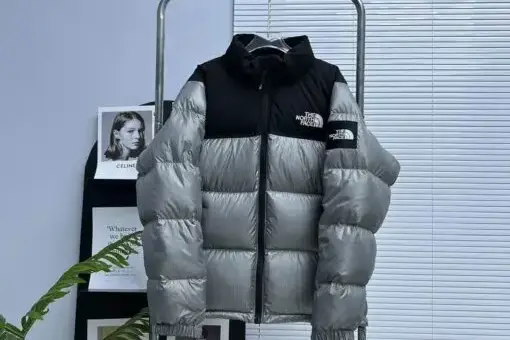 The North Face Nuptse Jacket Metallic Green/Black