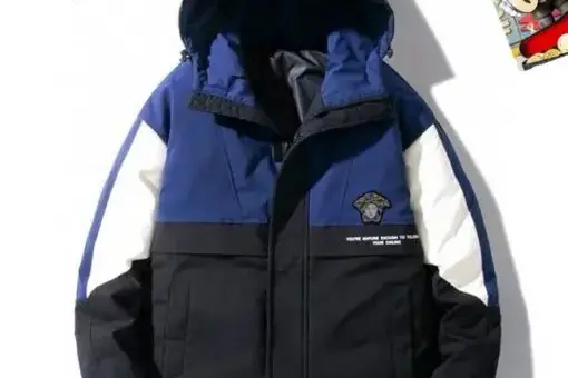 Versace Down Feather Coat Long Sleeved White/Blue/Black