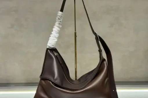 Bottega Veneta Zigzag Leather Shoulder Bag Coffee