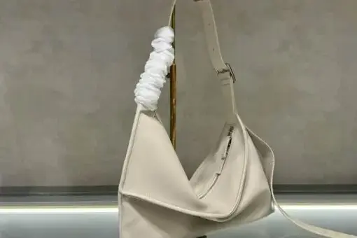 Bottega Veneta Zigzag Leather Shoulder Bag Gray