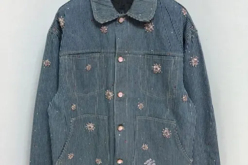 LV Embellished Workwear Jacket Light Blue