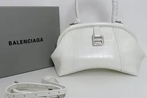 Balenciaga Frame S Tote Bag White Crocodile