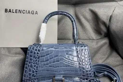 Balenciaga Hourglass Bag Gray Crocodile