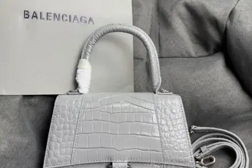 Balenciaga Hourglass Bag Grey Crocodile