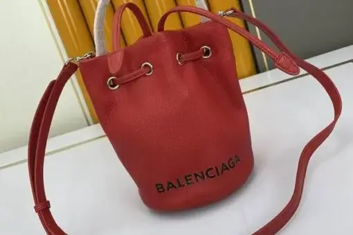 Balenciaga Drawstring Bucket Bag Red