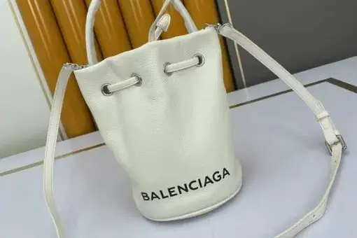 Balenciaga Drawstring Bucket Bag White