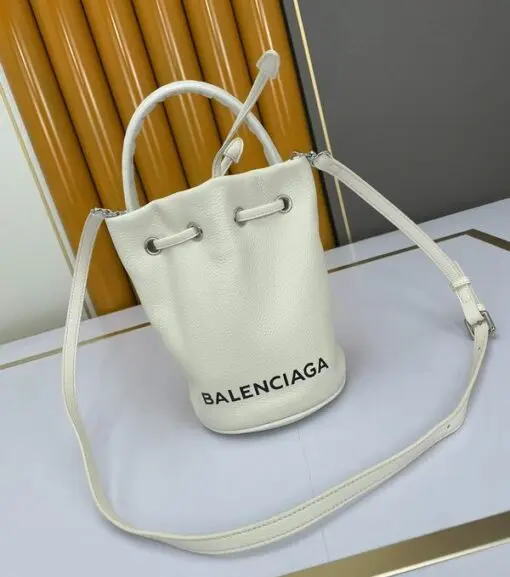 Balenciaga Drawstring Bucket Bag White 2026 | Drip Kickz Balenciaga Drawstring Bucket Bag White