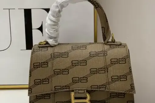 Balenciaga Hourglass BB-Monogram Small Handbag Brown
