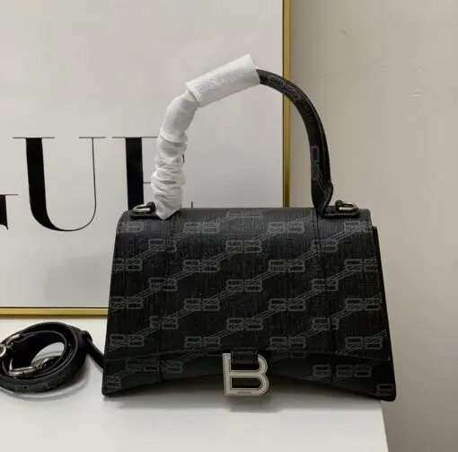 Balenciaga Hourglass BB-Monogram Small Handbag Black 2026 | Drip Kickz Balenciaga Hourglass BB-Monogram Small Handbag Black