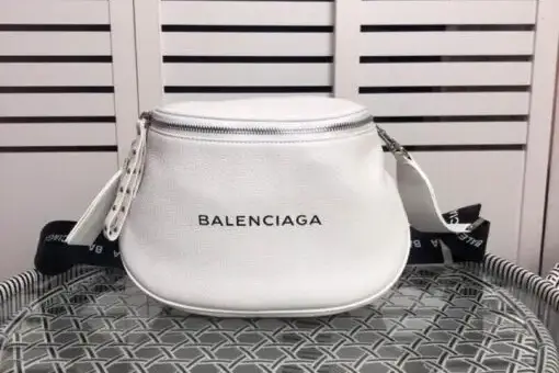 Balenciaga Calfskin Everyday Strap Crossbody Bag White