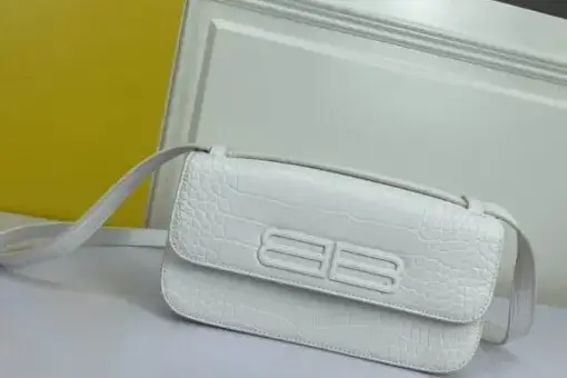 Balenciaga Gossip Shoulder Bag White Crocodile