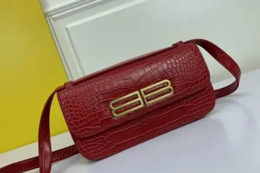 Balenciaga Gossip Shoulder Bag Red Crocodile