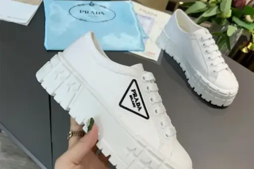 Prada 2024 New Double Wheel Re-Nylon Gabardine Sneaker White - 40