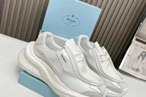 Prada 2024 New Systeme Brushed Leather Dad Sneaker White - 37