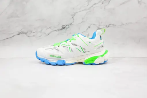 BALENCIAGA Track Mule Clear Sole Sneakers White Blue Green
