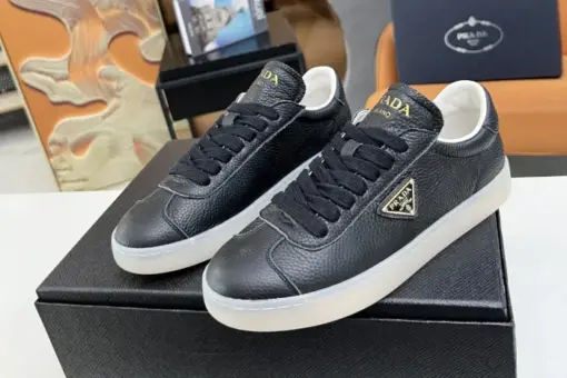 Prada Lane Deer Leather Sneakers Black