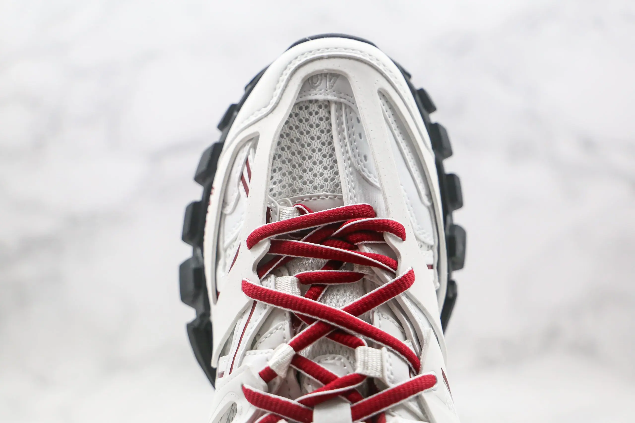BALENCIAGA Track Mule Clear Sole Sneakers White Red 2026 | Drip Kickz BALENCIAGA Track Mule Clear Sole Sneakers White Red - Image 4