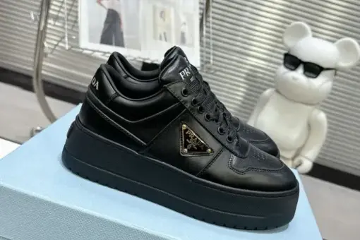 Prada 2024 New Downtown Bold Leather Sneaker Black - 39