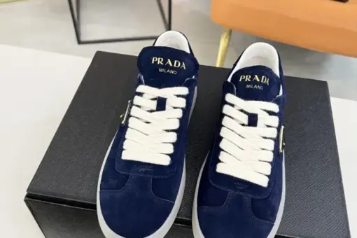 Prada Lane Deer Leather Sneakers Blue - 40