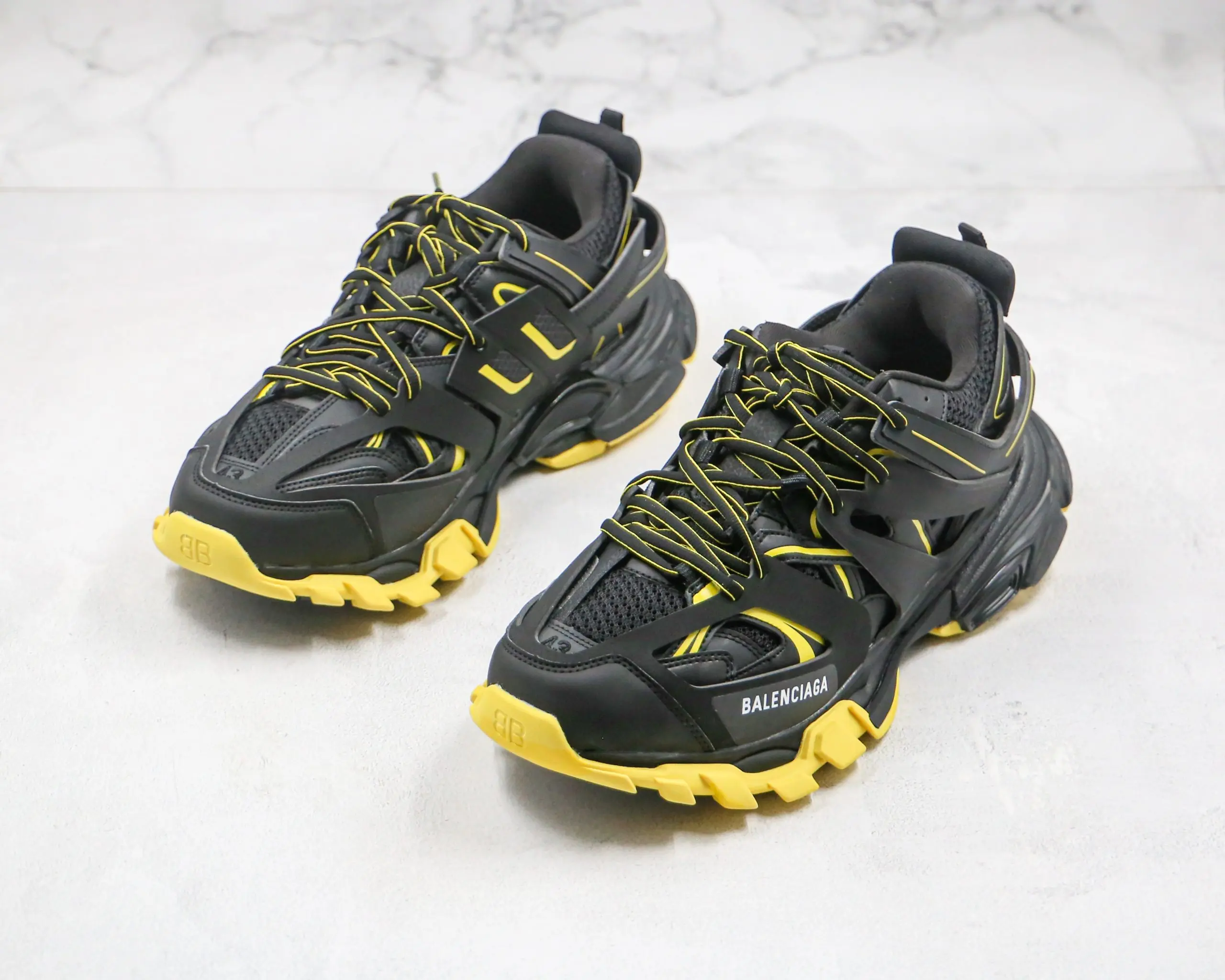 BALENCIAGA Track Mule Clear Sole Sneakers Black Yellow 2026 | Drip Kickz BALENCIAGA Track Mule Clear Sole Sneakers Black Yellow - Image 2