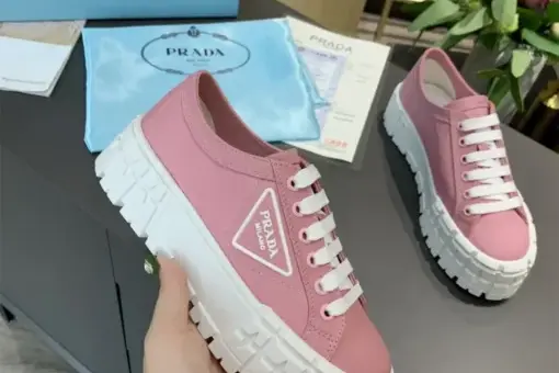 Prada 2024 New Double Wheel Re-Nylon Gabardine Sneaker Pink - 37