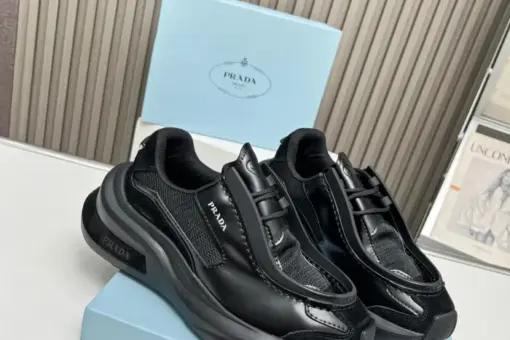 Prada 2024 New Systeme Brushed Leather Dad Sneaker Black - 39