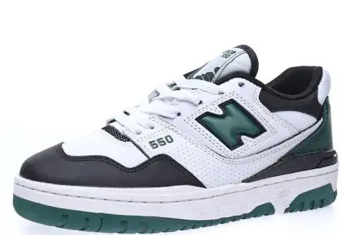 New Balance BB550 Leather White Black Dark Green