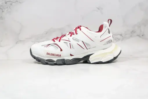 BALENCIAGA Track Mule Clear Sole Sneakers White Red