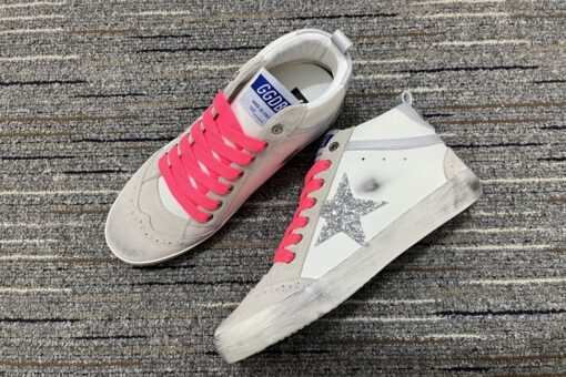 Golden Goose Mid Star Mixed Leather Glitter Sneakers
