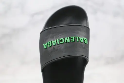 Balenciaga Slippers Pure Black Green Logo 2026 | Drip Kickz Balenciaga Slippers Pure Black Green Logo - Image 2