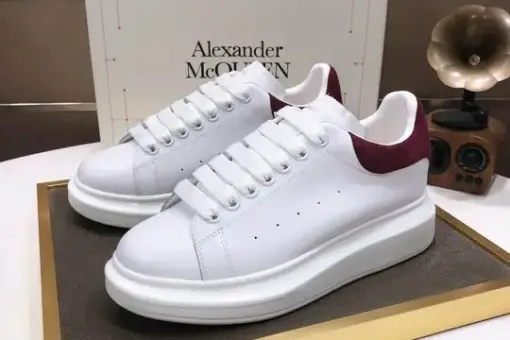 Alexander McQueen Oversized Sneakers White/Maroon Suede