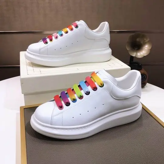 Alexander McQueen Oversized Sneakers White/Rainbow Laces 2026 | Drip Kickz Alexander McQueen Oversized Sneakers White/Rainbow Laces