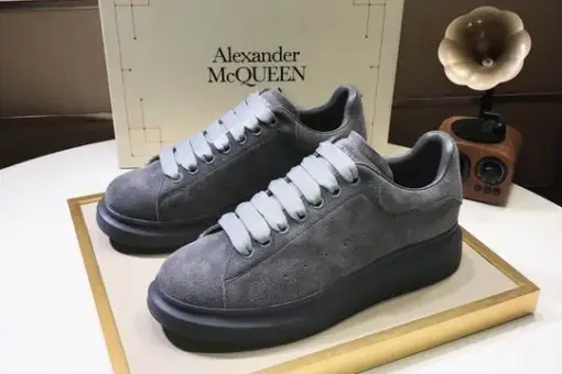 Alexander McQueen Suede Oversized Sneakers Grey