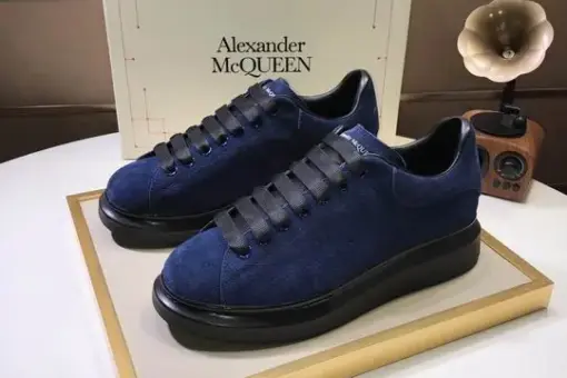 Alexander McQueen Suede Oversized Sneakers Navy Blue