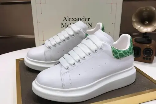 Alexander McQueen Sneakers White & Green Crocodile