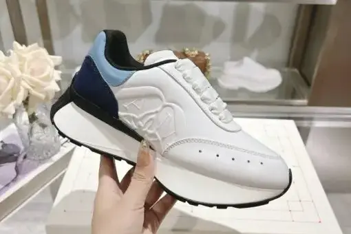 Alexander Mcqueen Sprint Runner Embossed Leather White/Blue