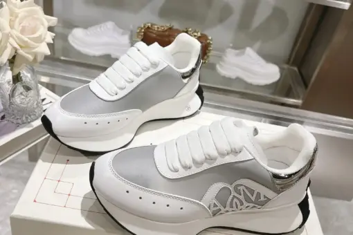 Alexander Mcqueen Sprint Runner Embossed Leather White/Grey