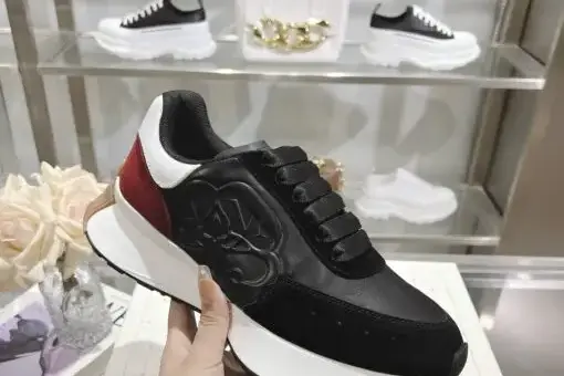 Alexander Mcqueen Sprint Runner Embossed Leather Black