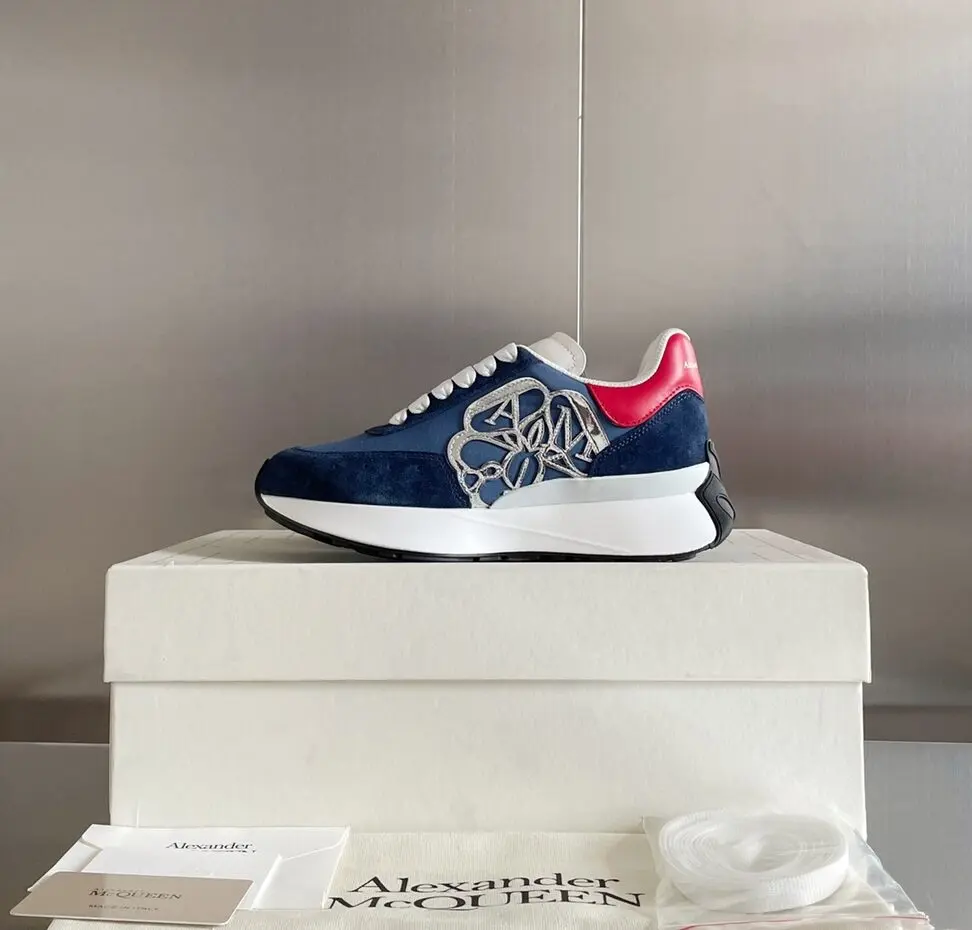 Alexander McQueen Sprint Runner Navy Red 2026 | Drip Kickz Alexander McQueen Sprint Runner Navy Red