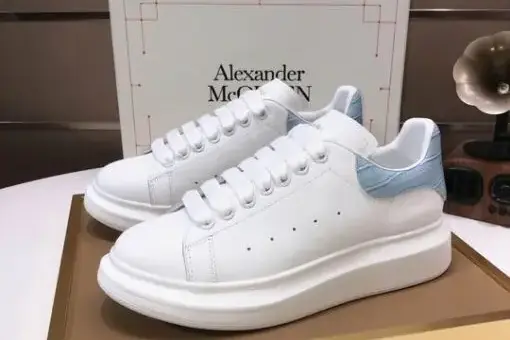 Alexander McQueen Oversized Sneaker White & Sky Blue Crocodile