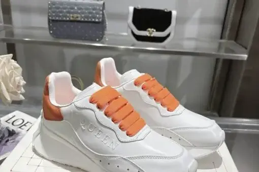 Alexander McQueen Oversized Sneakers White Pair Orange Laces
