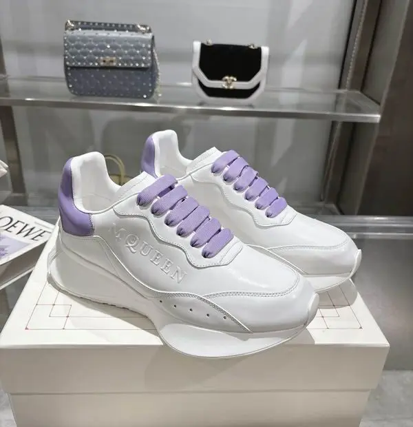 Alexander McQueen Oversized Sneakers White Pair Purple Laces 2026 | Drip Kickz Alexander McQueen Oversized Sneakers White Pair Purple Laces