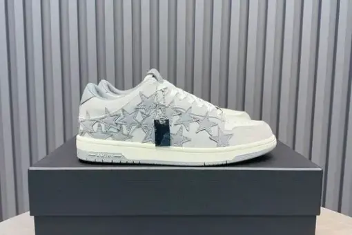 Amiri Stars Low Leather Sneakers Grey