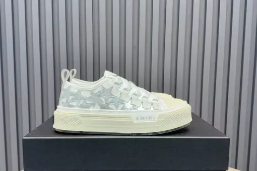 Amiri Stars Court Low Sneaker White Silver
