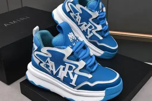 AMIRI Skel High Top Sneakers Blue & White